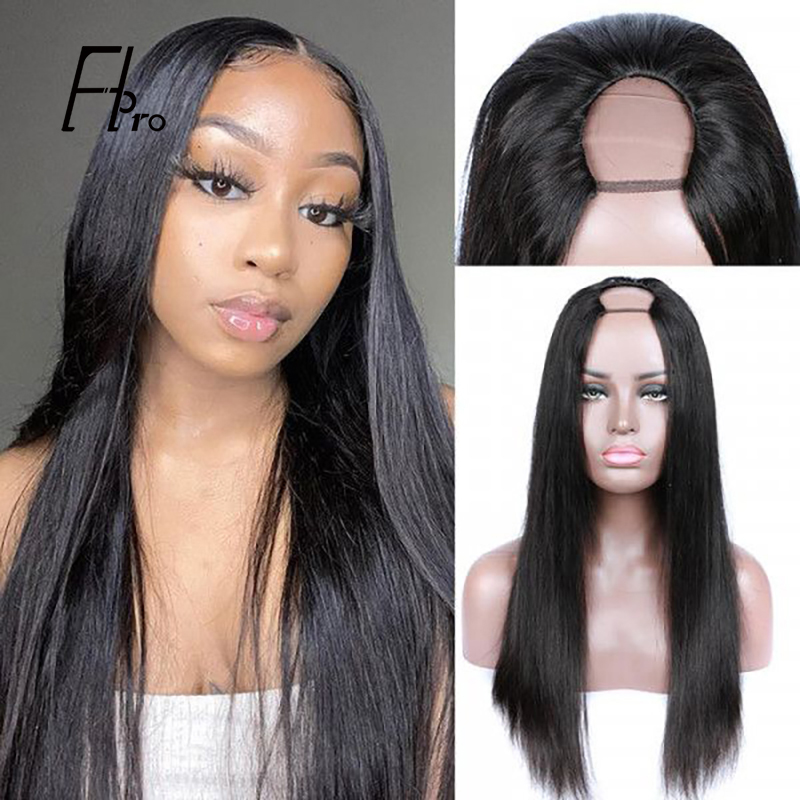 U Part Wig Virgin Hair Wigs Straight 150% Density Glueless Wig